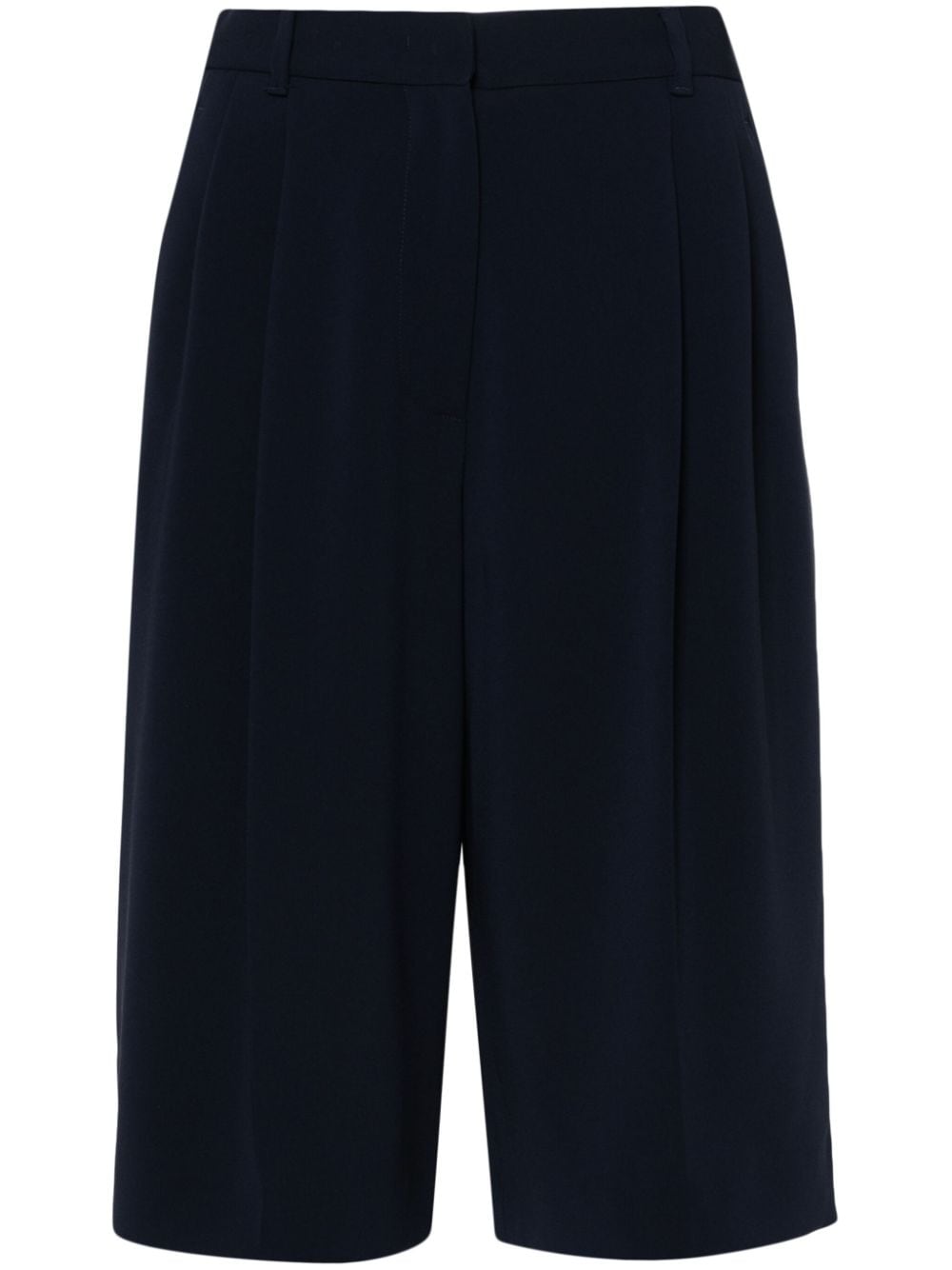 Emporio Armani Pleated Long Shorts In Blue