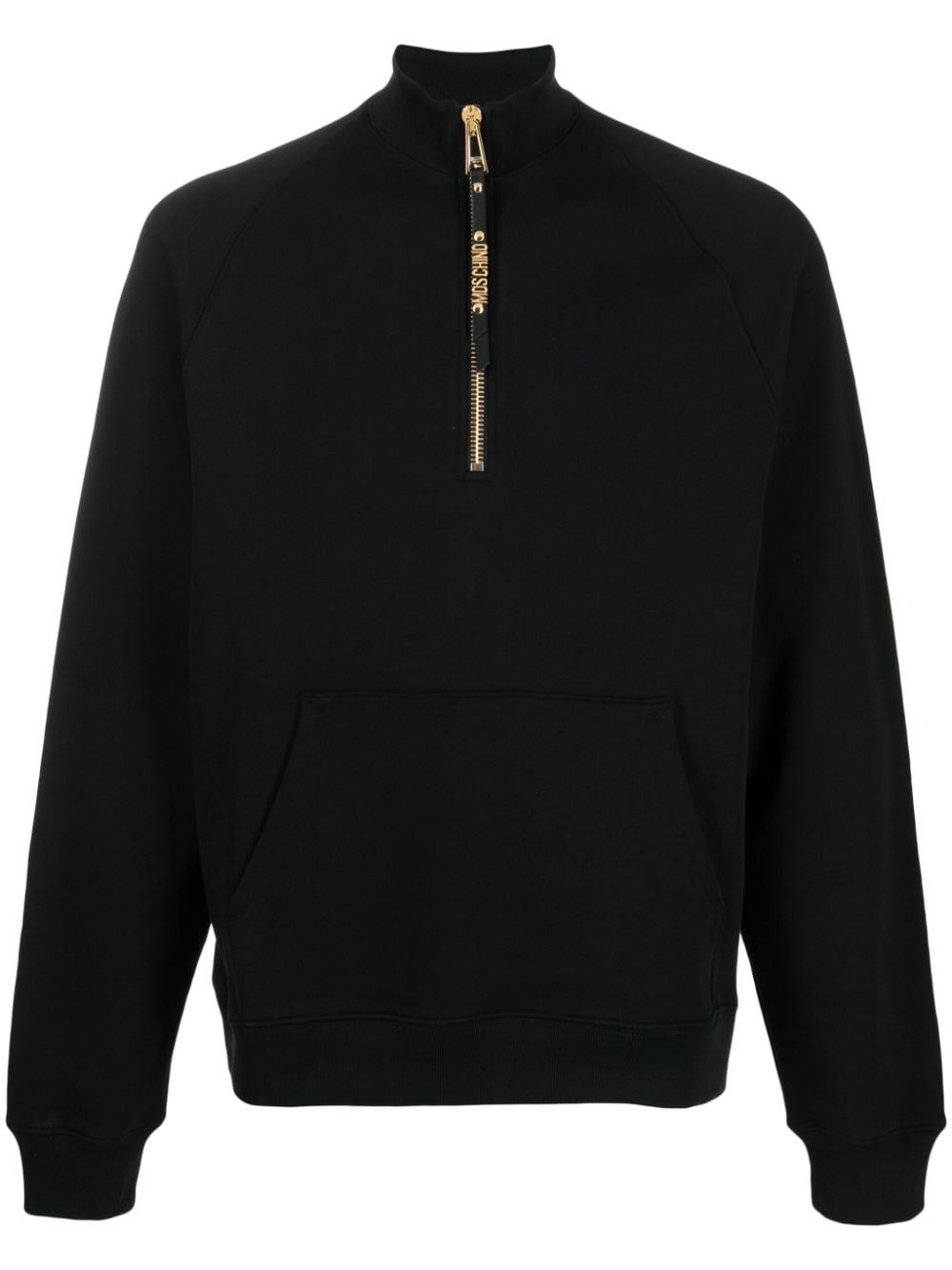 Moschino Logo-embellished Zipped-up Sweatshirt In Black