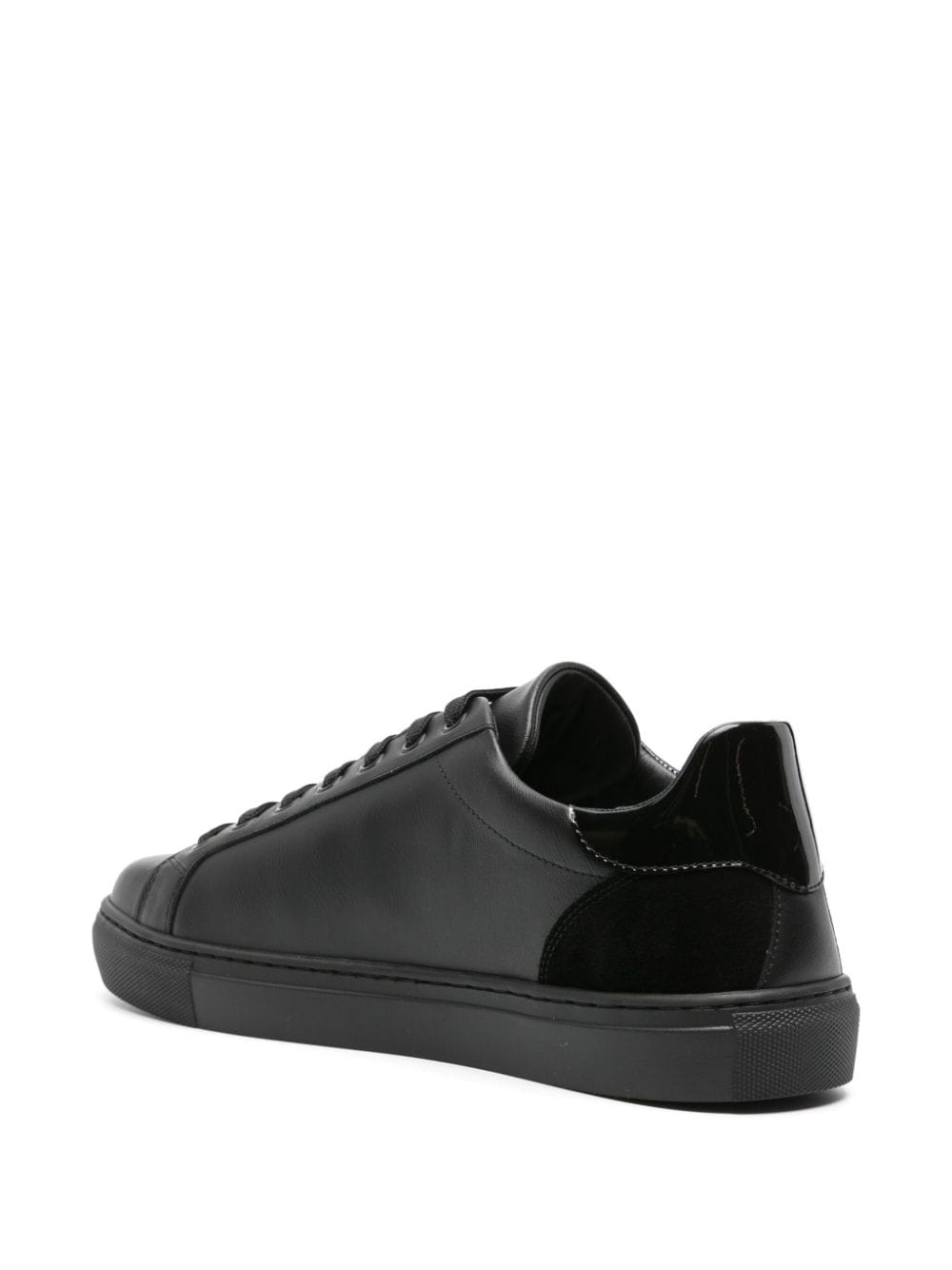 Shop Moschino Logo-print Leather Sneakers In Black