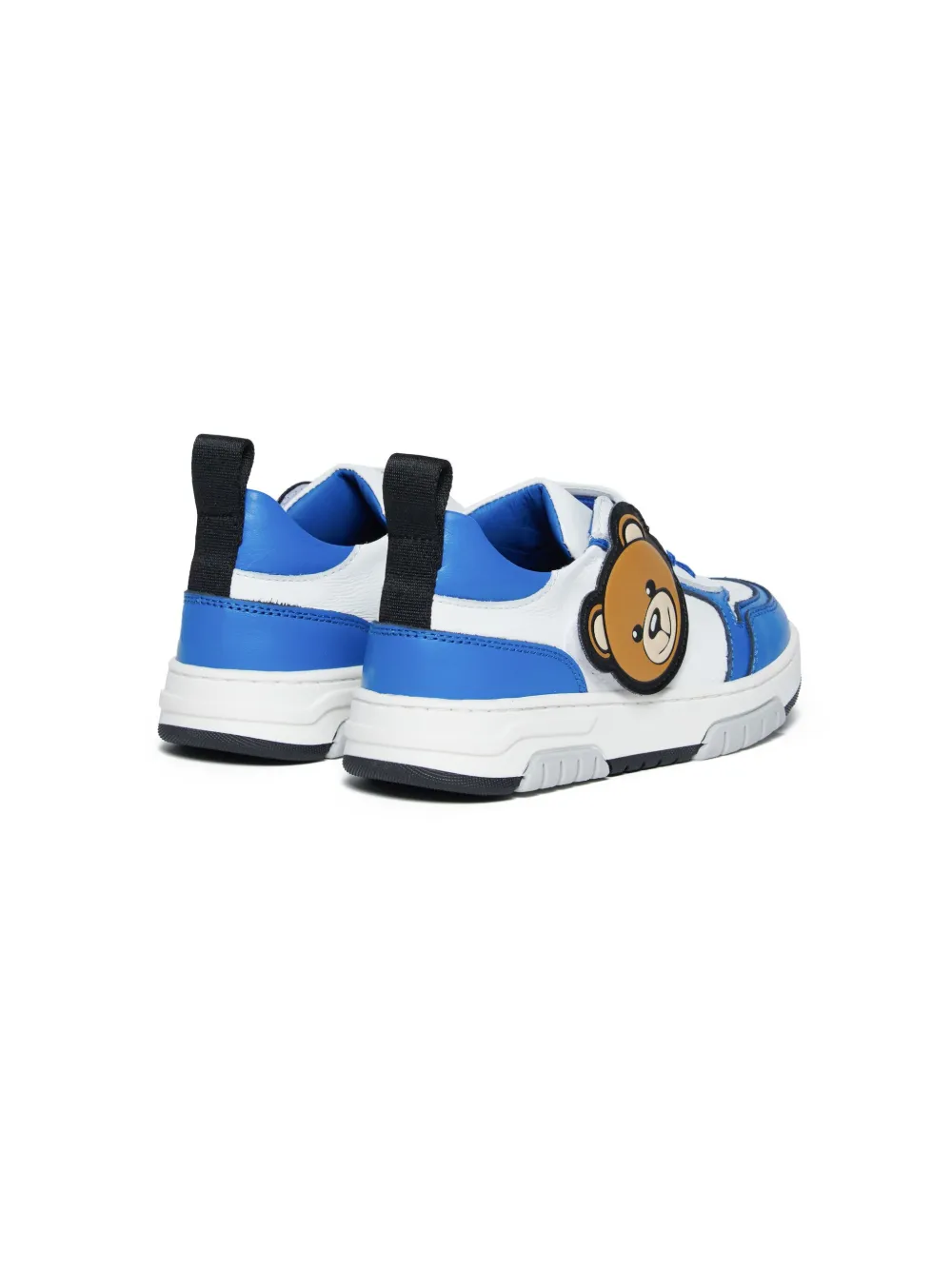 Shop Moschino Teddy-patch Leather Sneakers In White