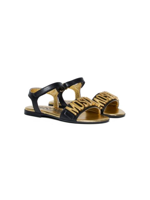 Moschino Kids logo-lettering leather sandals