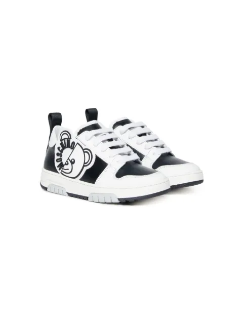Moschino Kids logo-appliqué leather sneakers