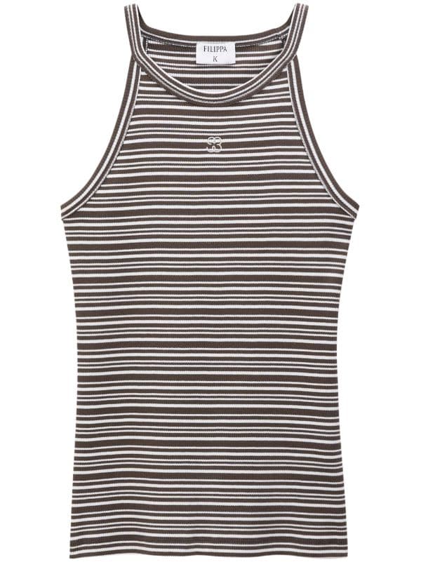 Filippa K monogram-embroidered Striped Organic Cotton Tank Top - Farfetch