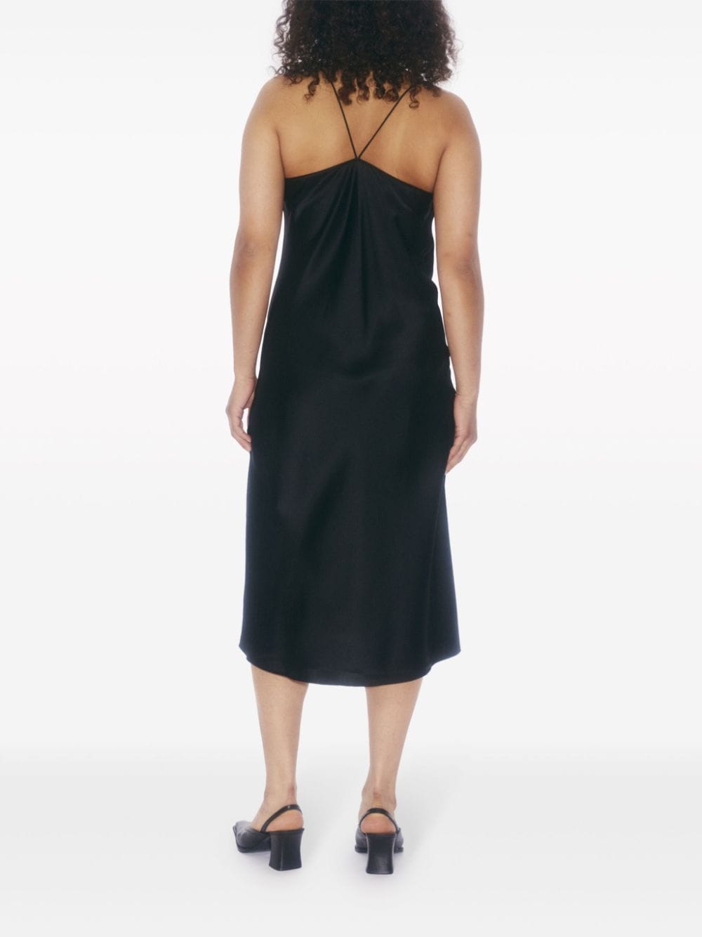 Shop Filippa K Draped Stretch-silk Slip Dress In Black