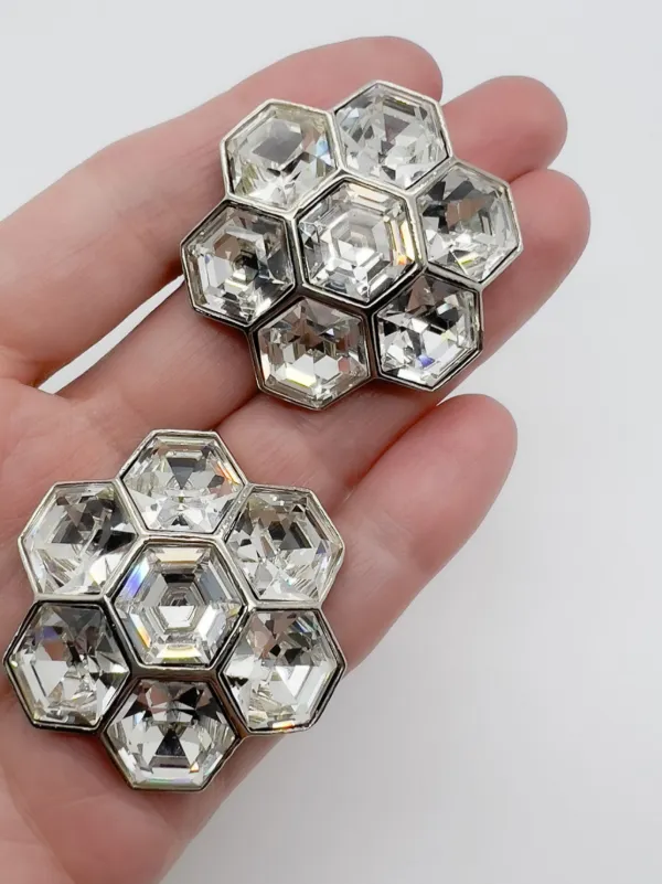 Jennifer Gibson Jewellery Vintage Art Deco Inspired Hexagonal Crystal  Floral Earrings 1980s Silver FARFETCH IN