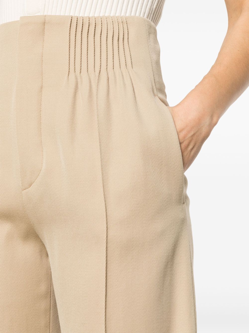 Shop Chloé Seam-detail Wide-leg Trousers In Neutrals