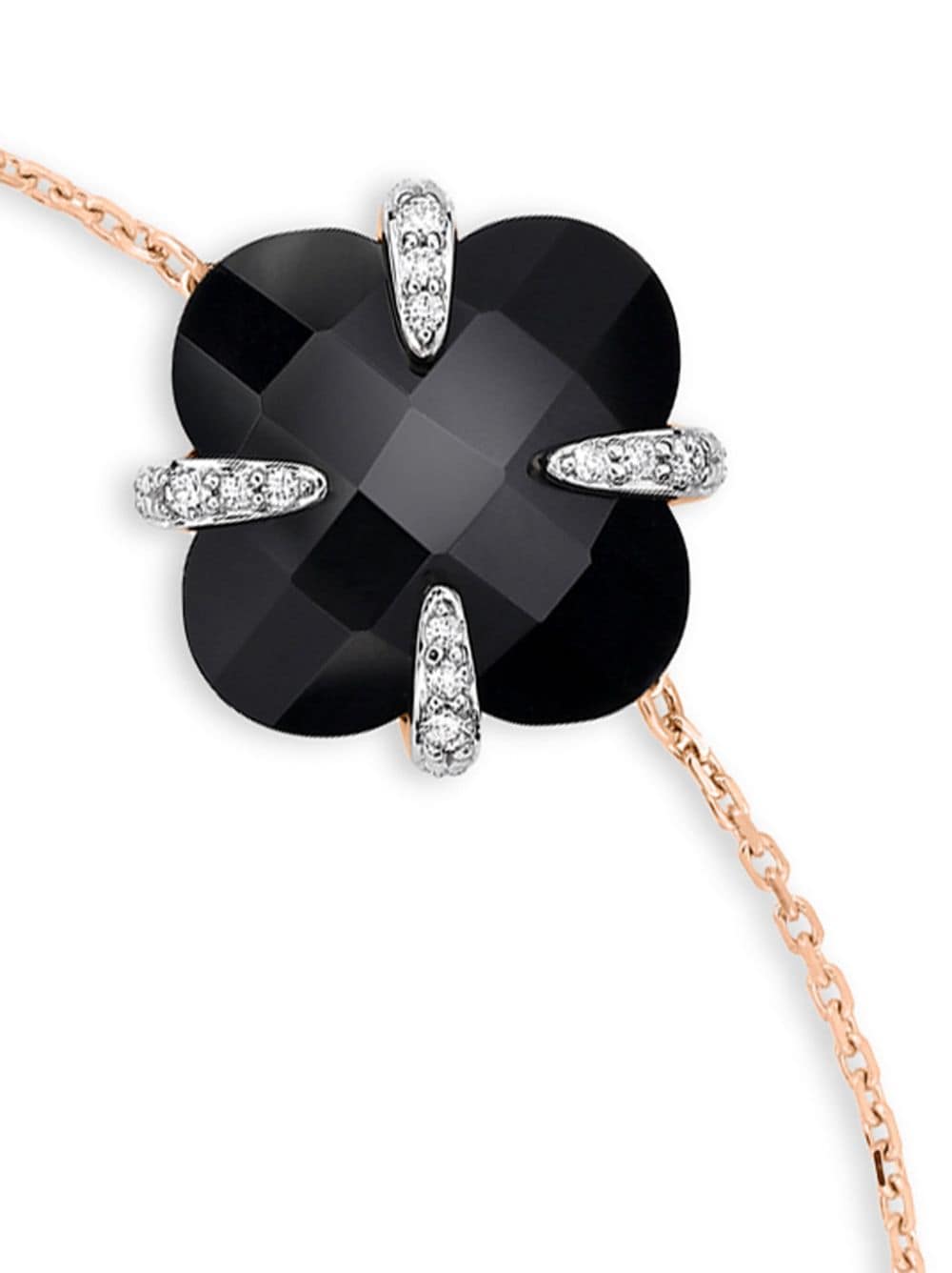 Shop Morganne Bello 18kt Rose Gold Victoria Onyx And Diamond Bracelet