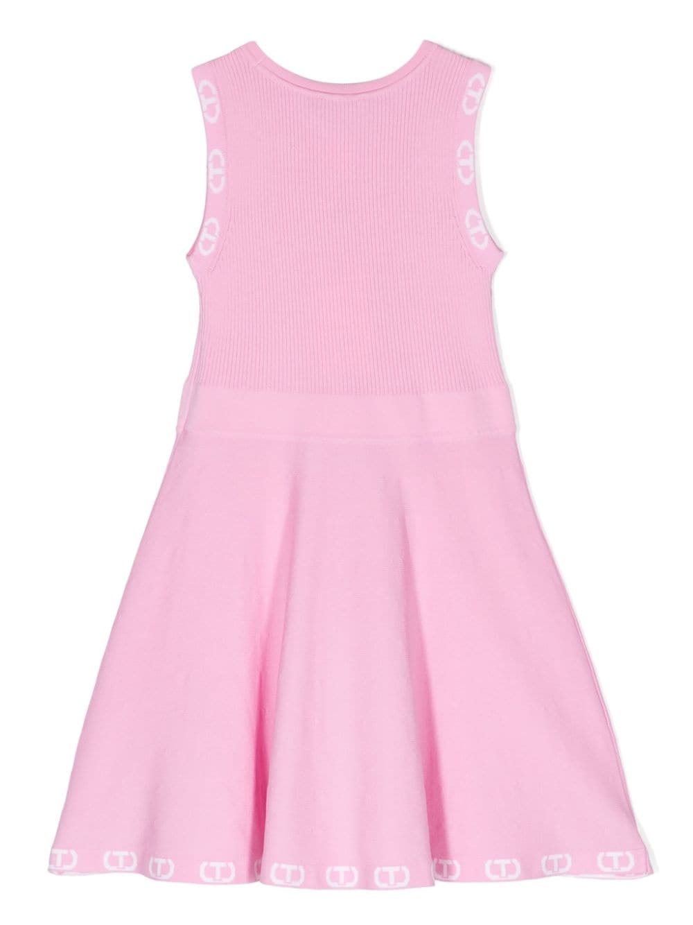 Shop Twinset Logo-trim Knitted Dress In Pink