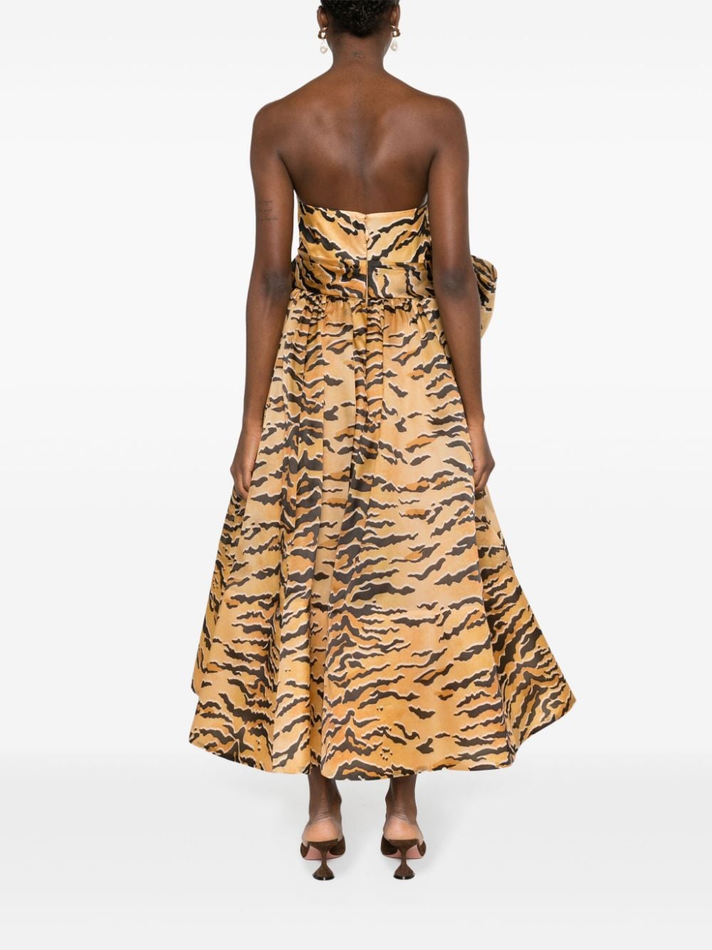 Shop Zimmermann Matchmaker Tiger-print Silk Midi Dress In Neutrals