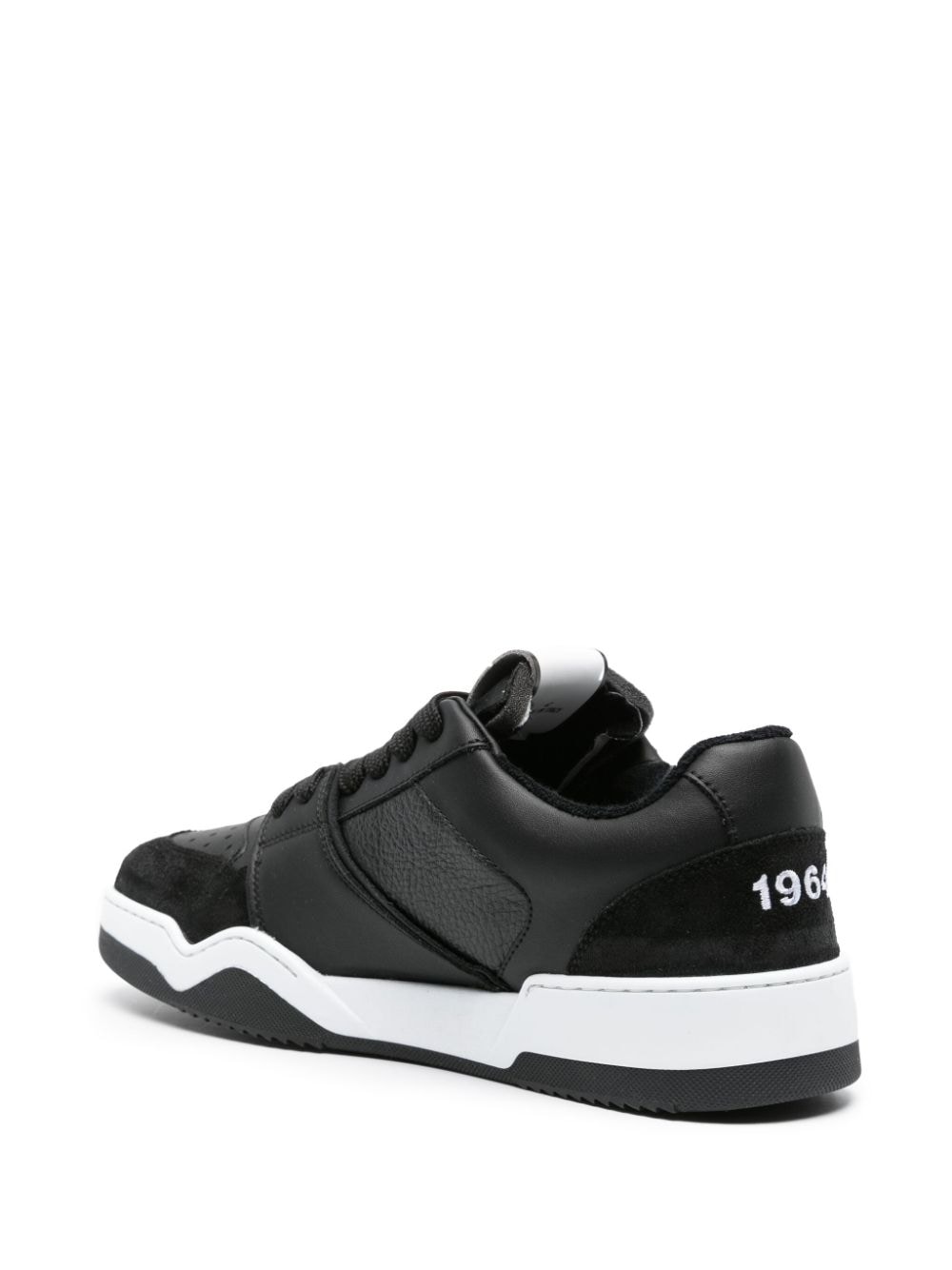 Shop Dsquared2 Spiker Leather Trainers In Black