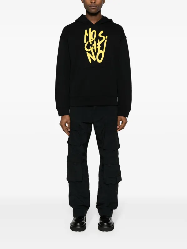 パーカー・フーディ Moschino Black Cotton Hoodie Logo Print Moschino logo-print Cotton Hoodie | Black | FARFETCH
