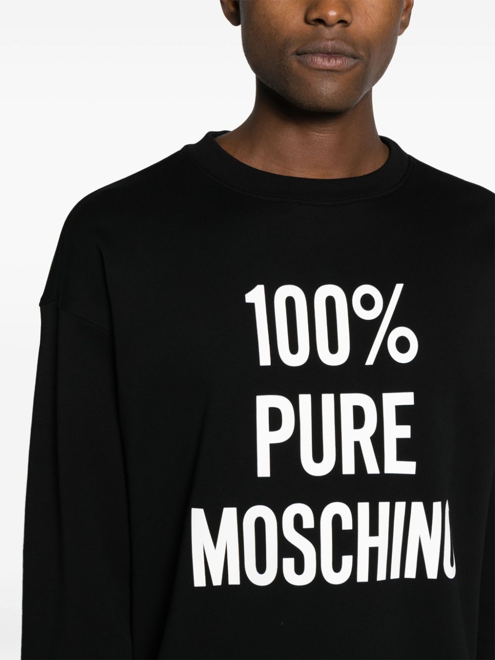 Shop Moschino Slogan-print Cotton Sweatshirt In Black