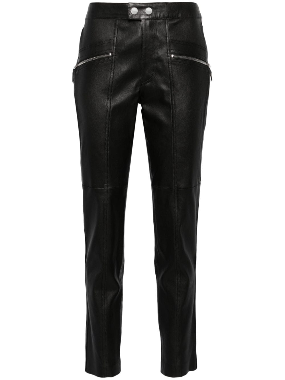 Isabel Marant Hizilis Leather Straight-leg Trousers In Black