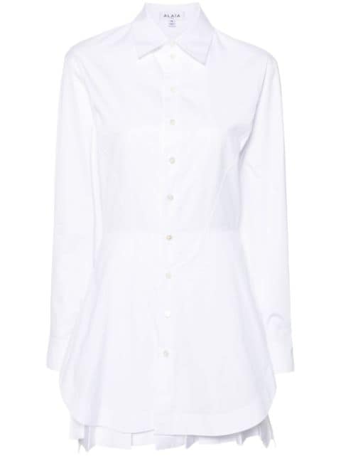 Alaïa pleat-detailed poplin shirt dress