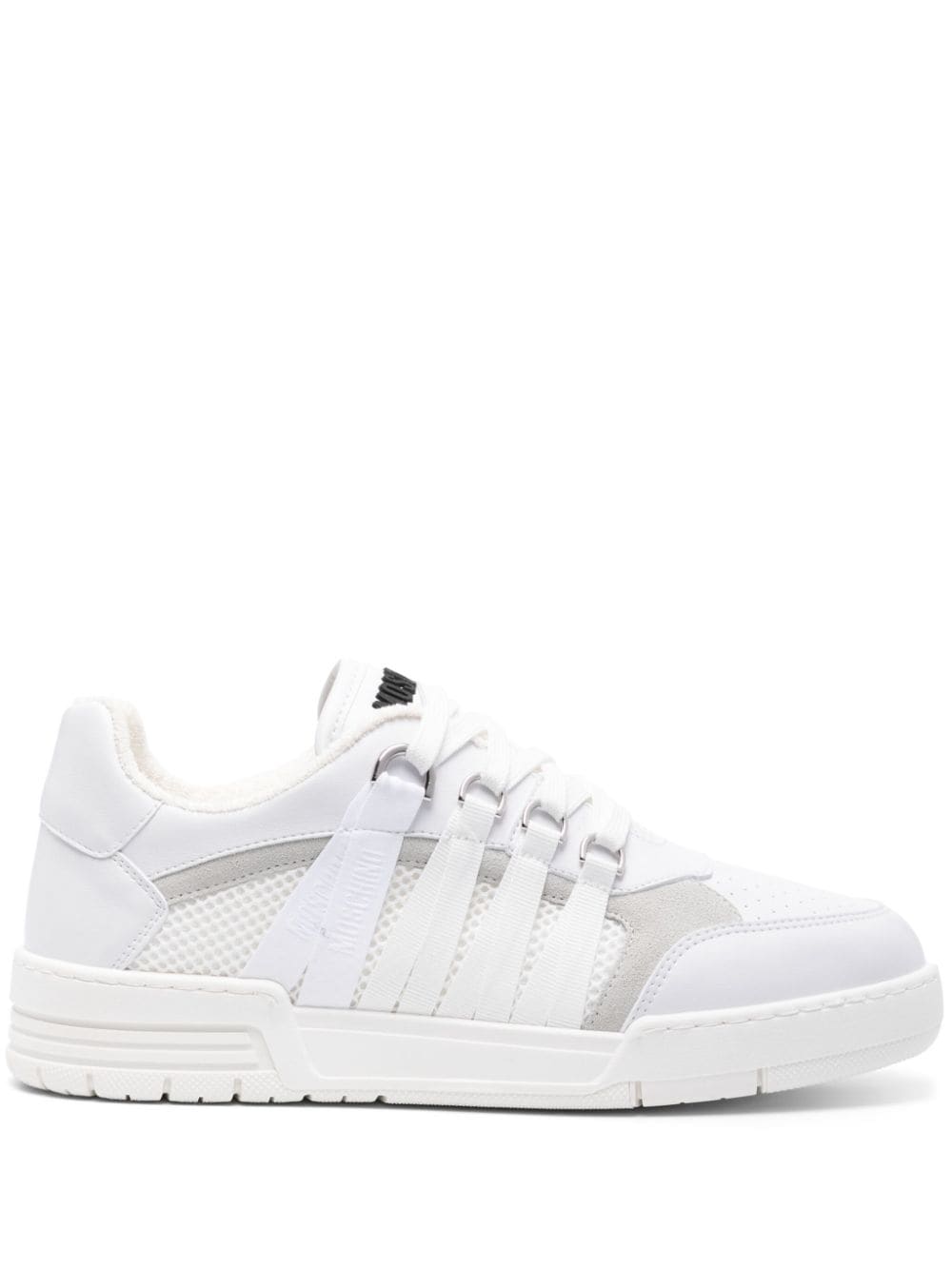 Moschino Lace-detailed Panelled Trainers In White