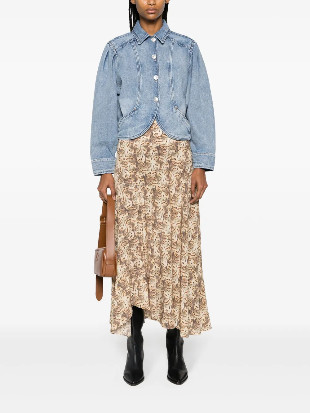 ISABEL MARANT Sakura graphic-print midi skirt - Beige