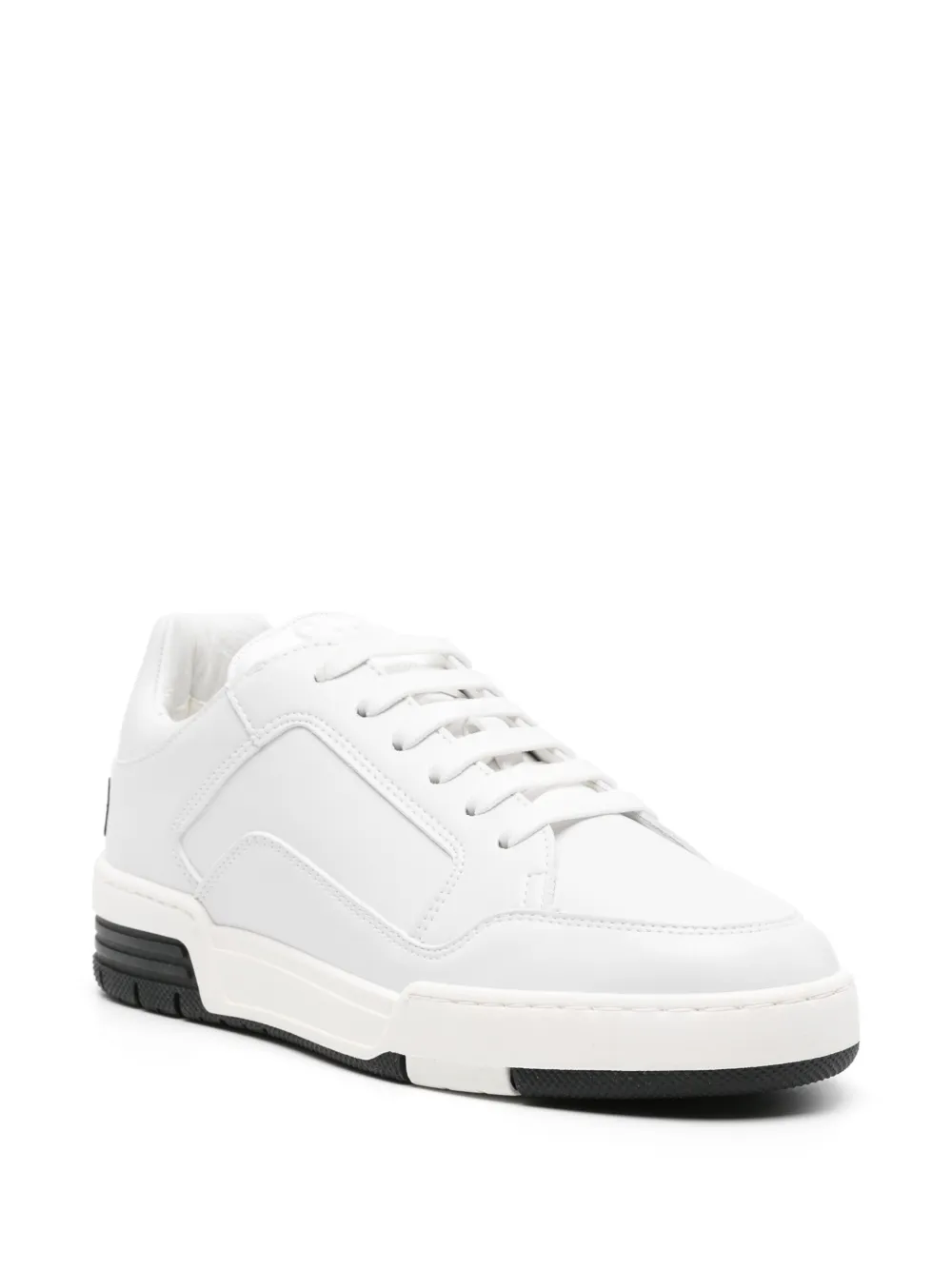 Moschino logo-embroidered leather sneakers - Wit