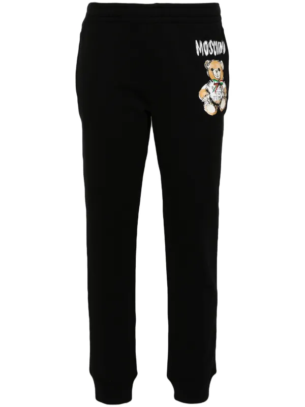 Moschino Teddy Bear print Cotton Track Pants Black FARFETCH AE