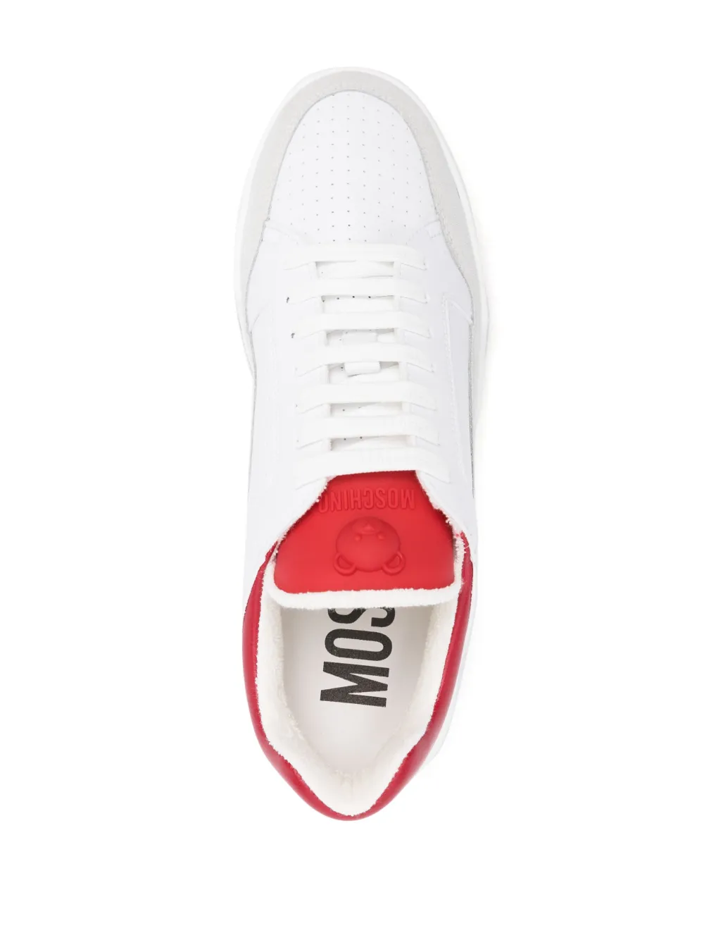 Shop Moschino Embroidered-logo Panelled Trainers In White