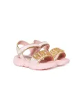 Moschino Kids logo-applique leather sandals - Pink
