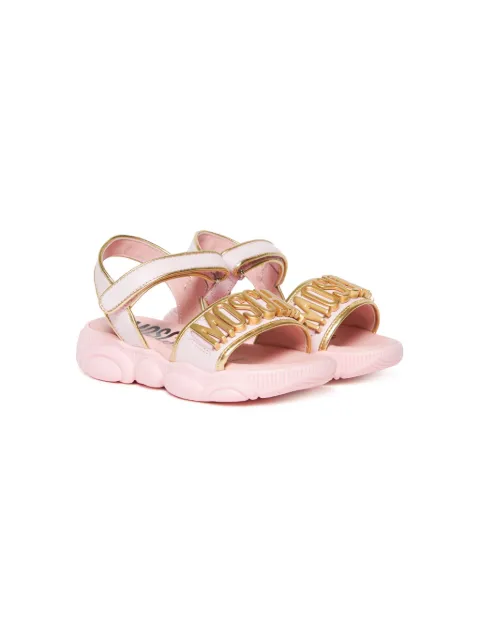 Moschino Kids sandales en cuir à logo appliqué