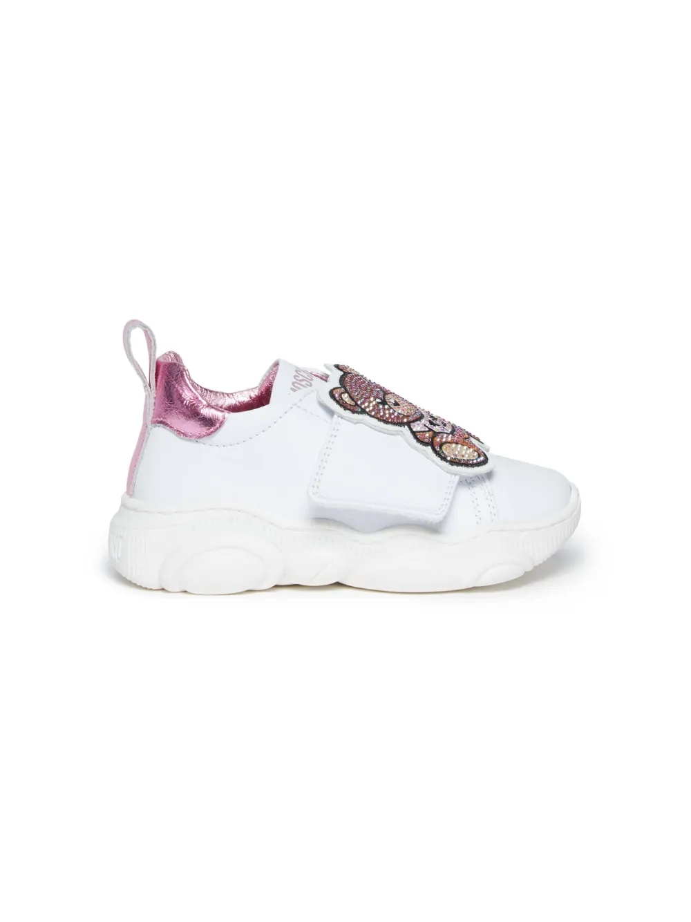 Moschino Kids Teddy leren chunky sneakers - Wit