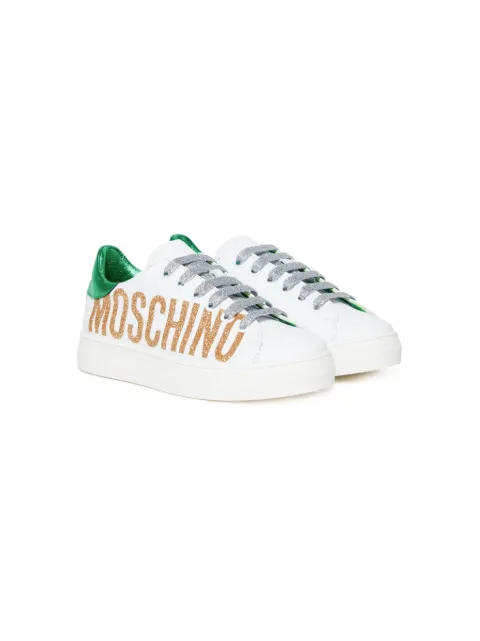 Moschino Kids glittered logo-print sneakers