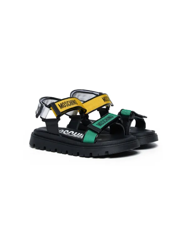 Moschino Kids logo-print touch-strap Sandals | Green