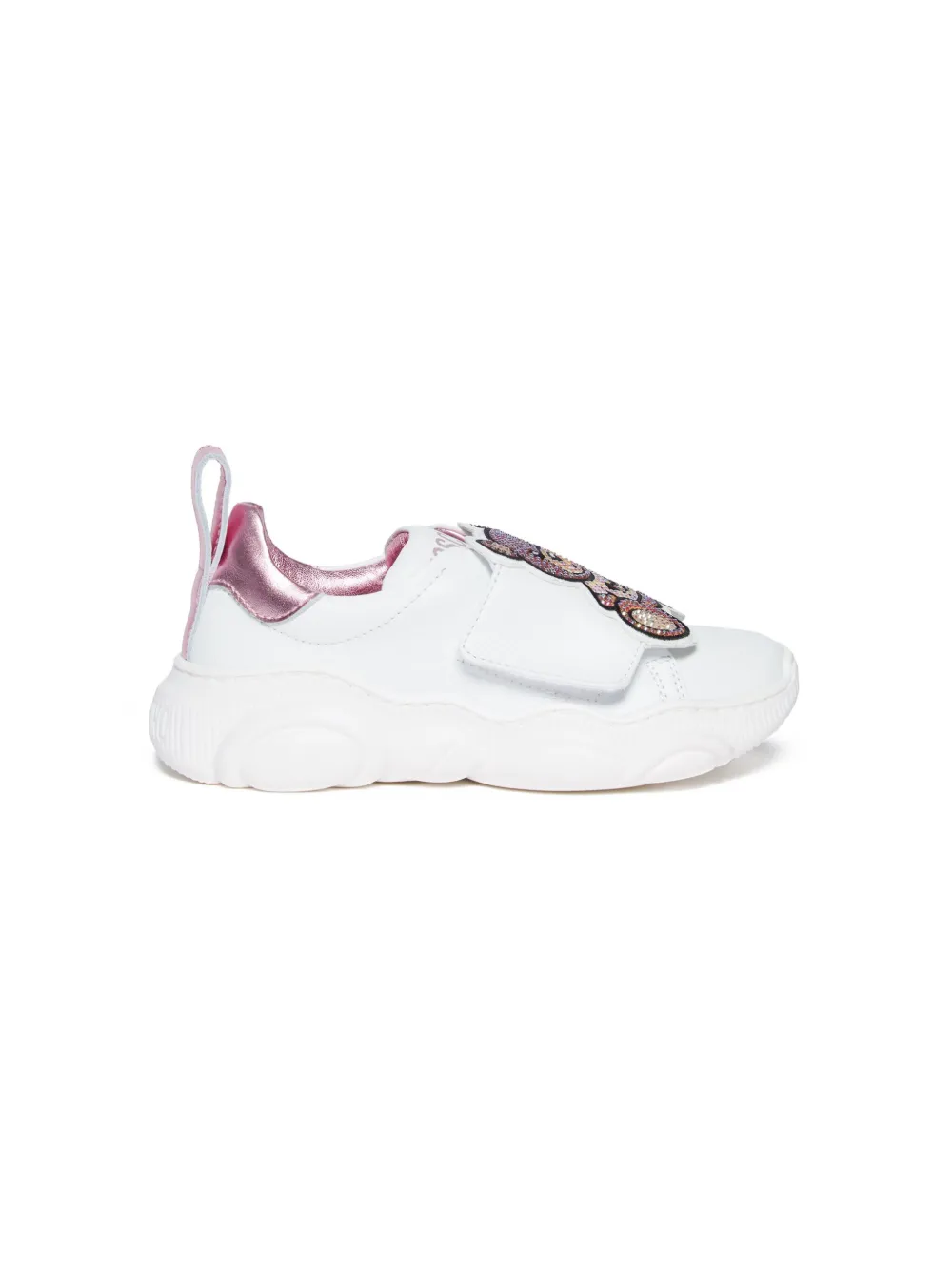 Moschino Kids Teddy leren chunky sneakers - Wit