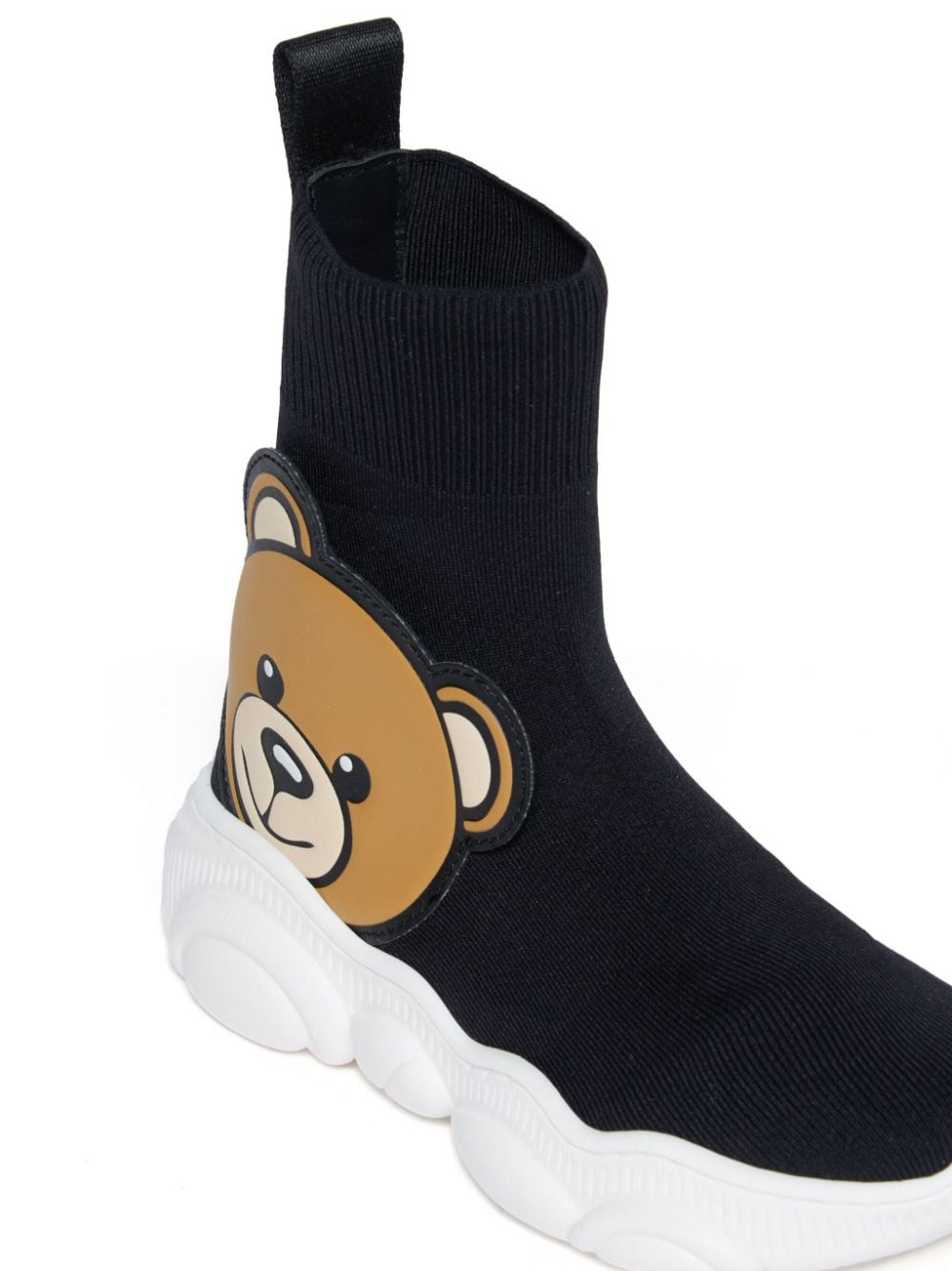 Shop Moschino Teddy-patch Sock-style Sneakers In Black
