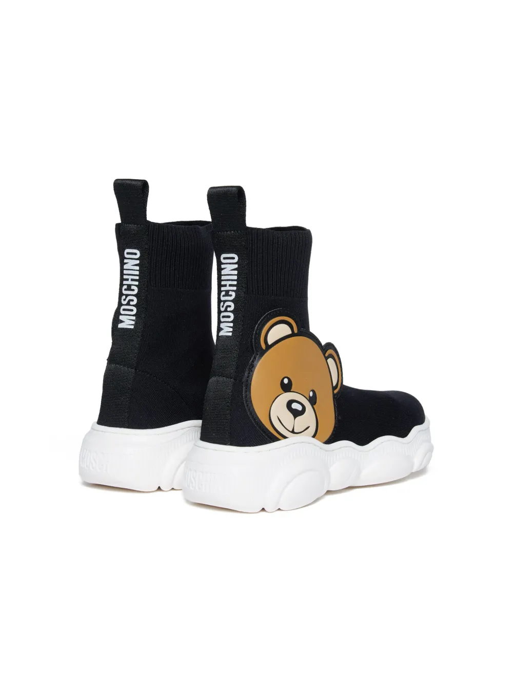 Shop Moschino Teddy-patch Sock-style Sneakers In Black