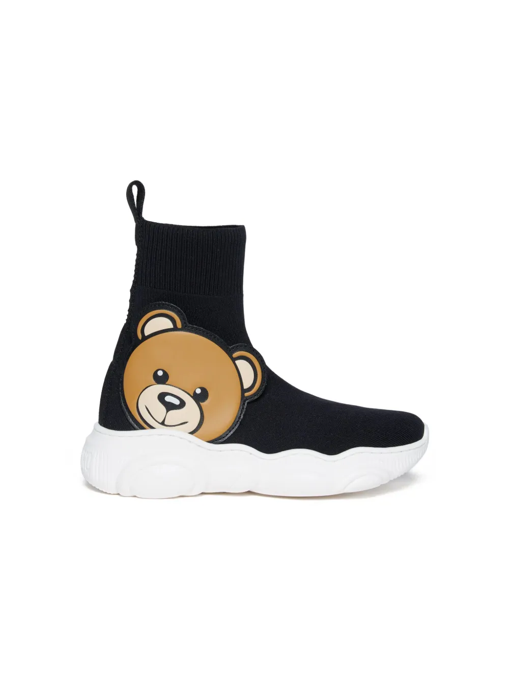 Shop Moschino Teddy-patch Sock-style Sneakers In Black