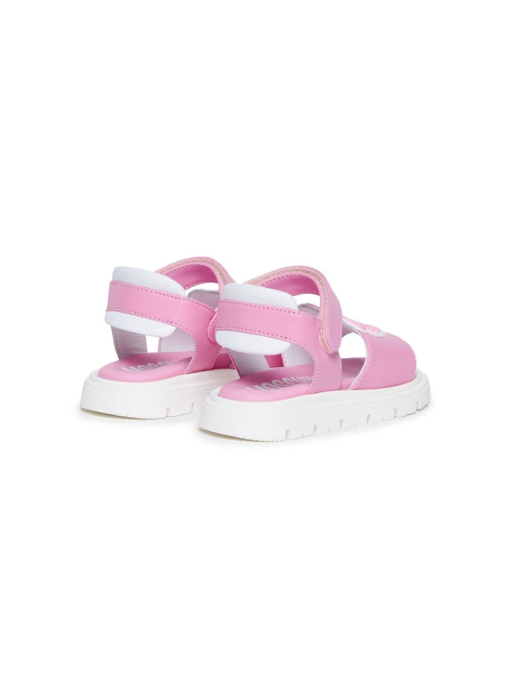Shop Moschino Teddy Bear Leather Sandals In Pink