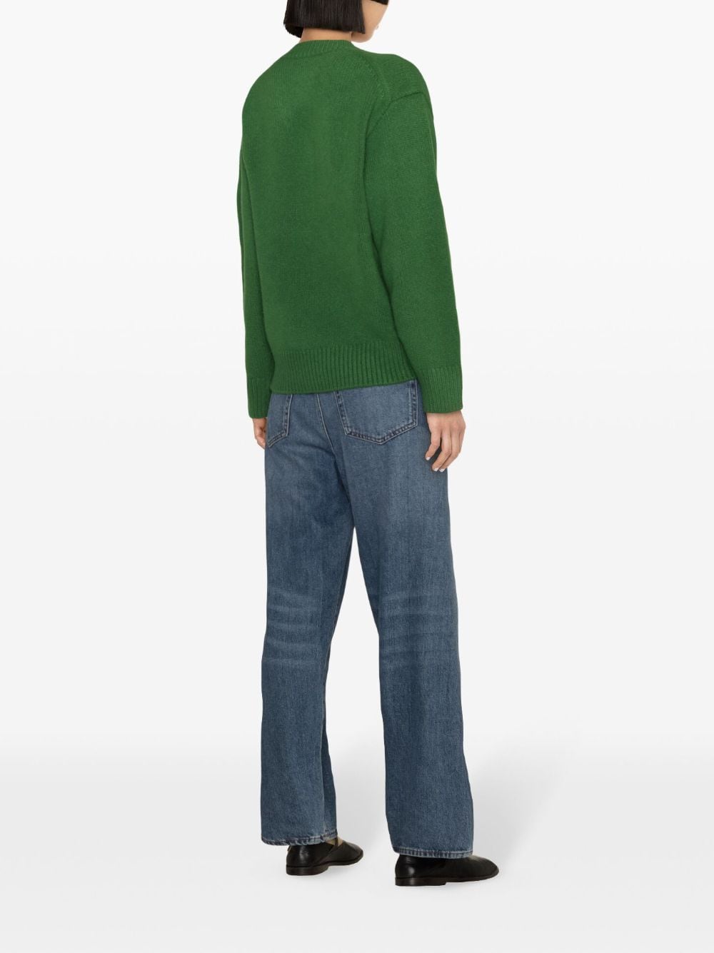 Shop Totême V-neck Wool-cashmere Jumper In Green