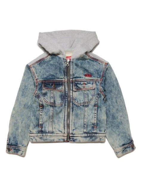 Diesel Kids panelled hooded denim jacket