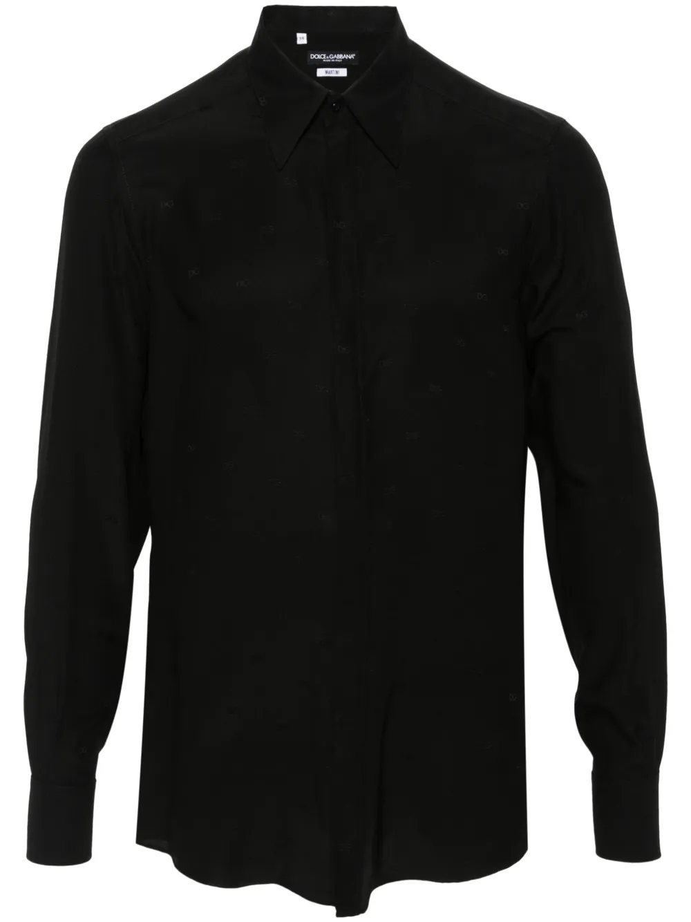 Dolce & Gabbana monogram-jacquard silk shirt Zwart
