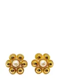 Jennifer Gibson Jewellery Vintage Statement Gold &amp; Pearl Flower Earrings 1960s