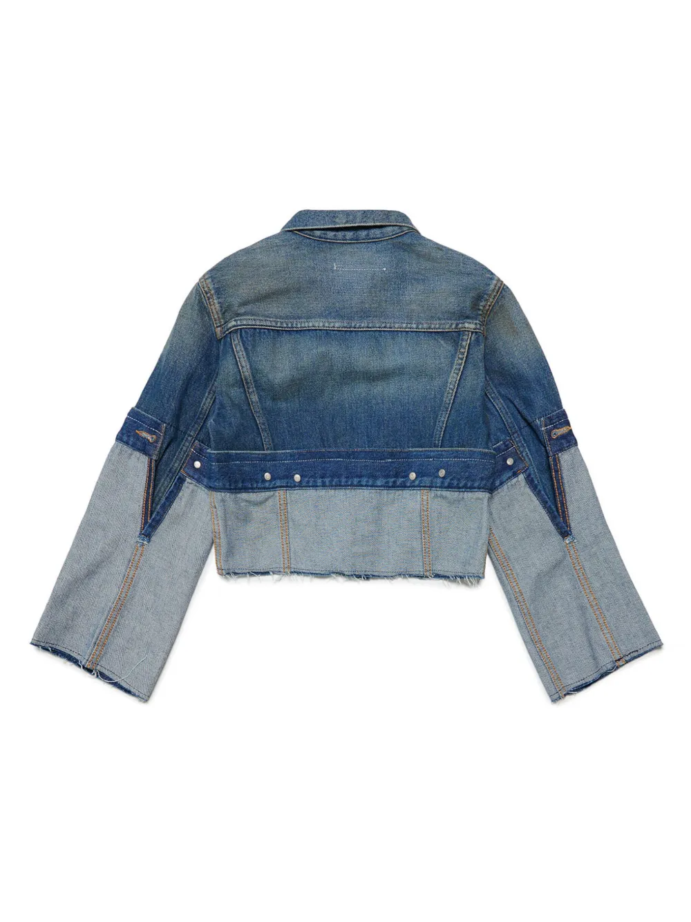 Shop Mm6 Maison Margiela Re-cut Shaded Denim Jacket In Blue