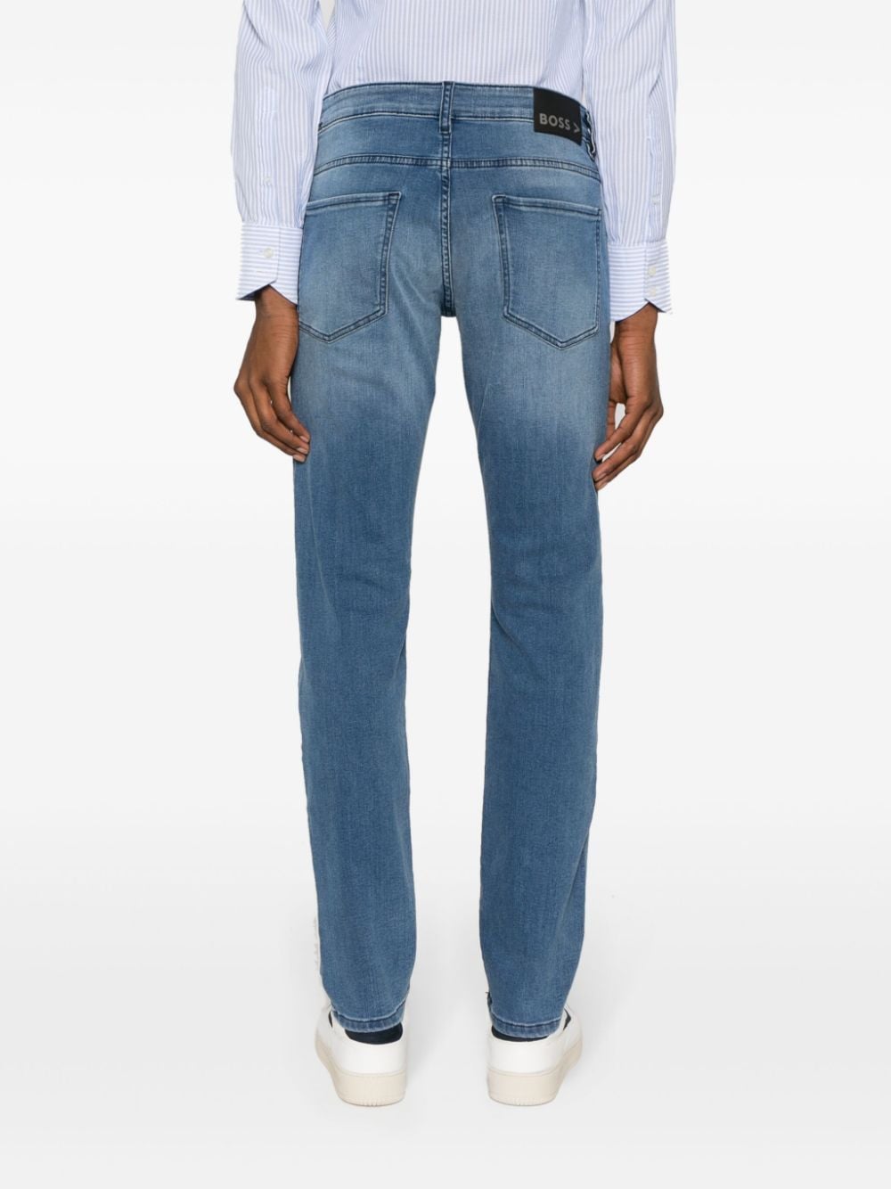 Shop Hugo Boss Mid-rise Straight-leg Jeans In Blue