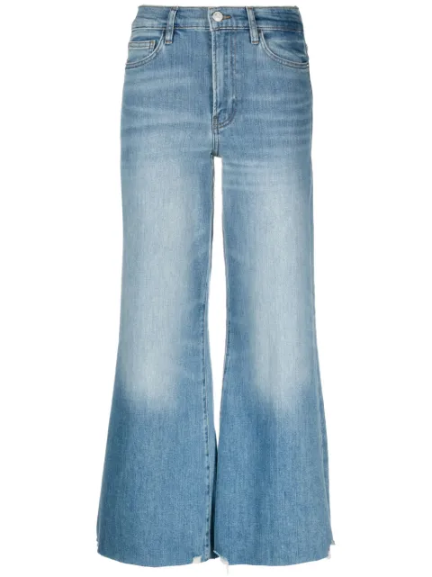 FRAME  cropped wide-leg frayed jeans