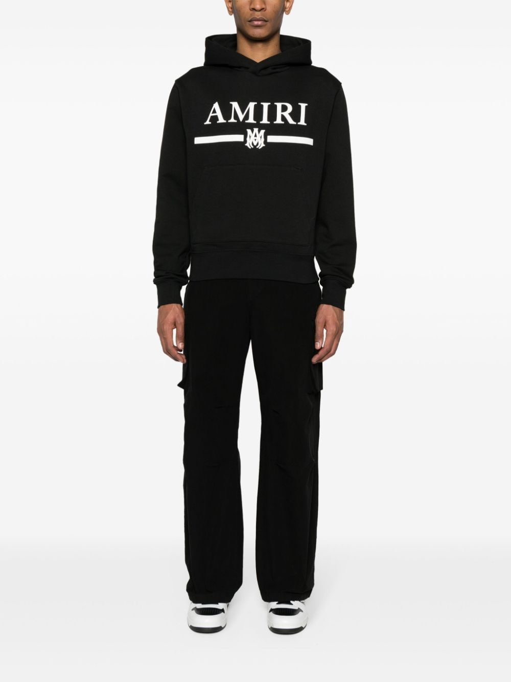 Shop Amiri Logo-print Cotton Hoodie In Black