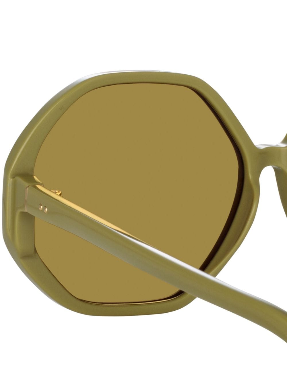 Shop Linda Farrow Paloma Hexagon-frame Sunglasses In Green