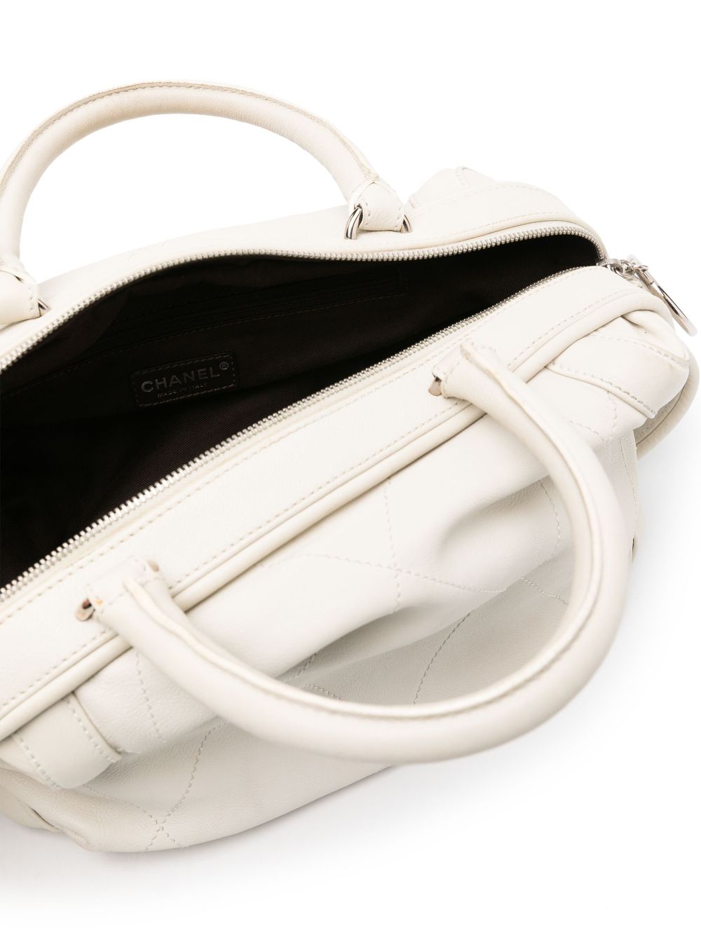 Pre-owned Chanel 2005-2006 Double Flap Mademoiselle Shoulder Bag In White