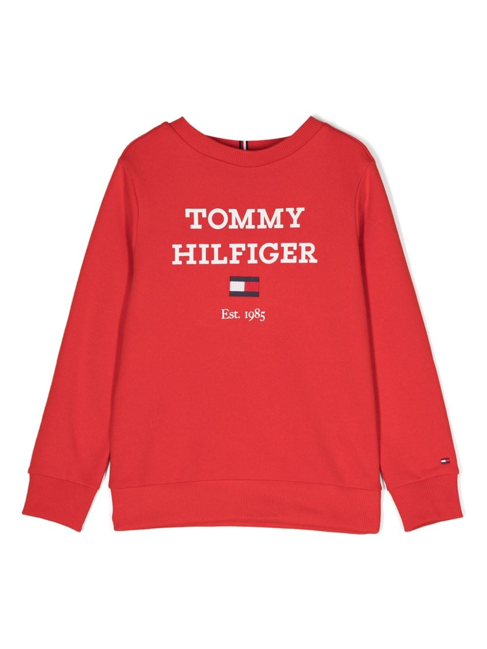 Tommy Hilfiger Junior Kids' Logo-print Round-neck Sweatshirt In Red