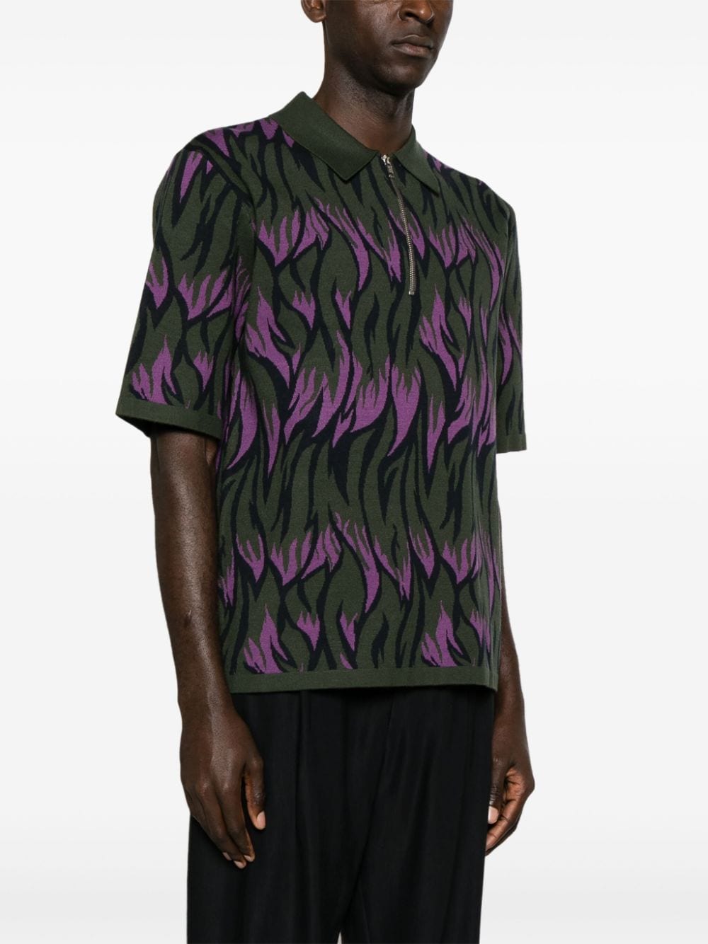 Shop Samsoe & Samsoe Garam Flame-jacquard Polo Shirt In Green