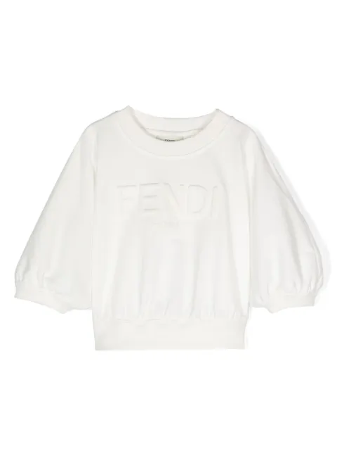 Fendi Kids 엠보스드 로고 배트윙 소매 스웨트셔츠