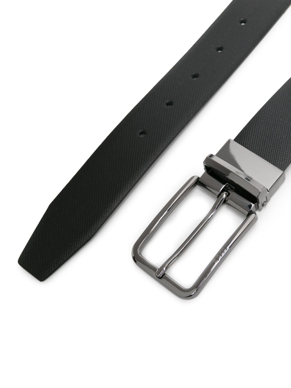 Shop Hugo Boss Engraved-buckle Leather Belt In 黑色