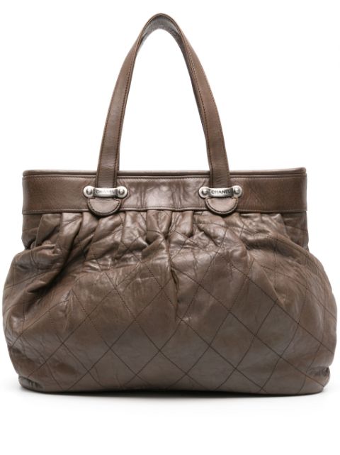 HOT SALE CHANEL 2006-2008 diamond-quilted leather tote bag Women