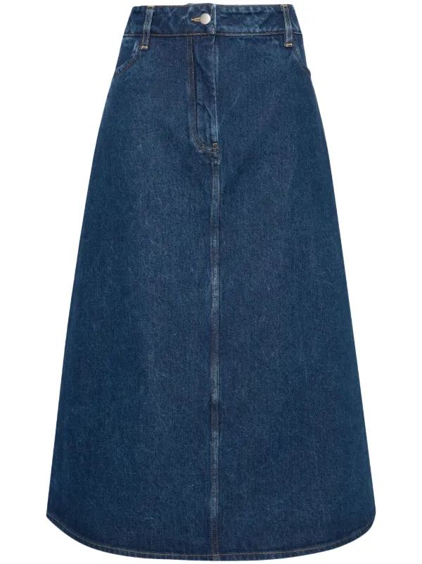 Studio Nicholson Baringo Denim Midi Skirt in Blue