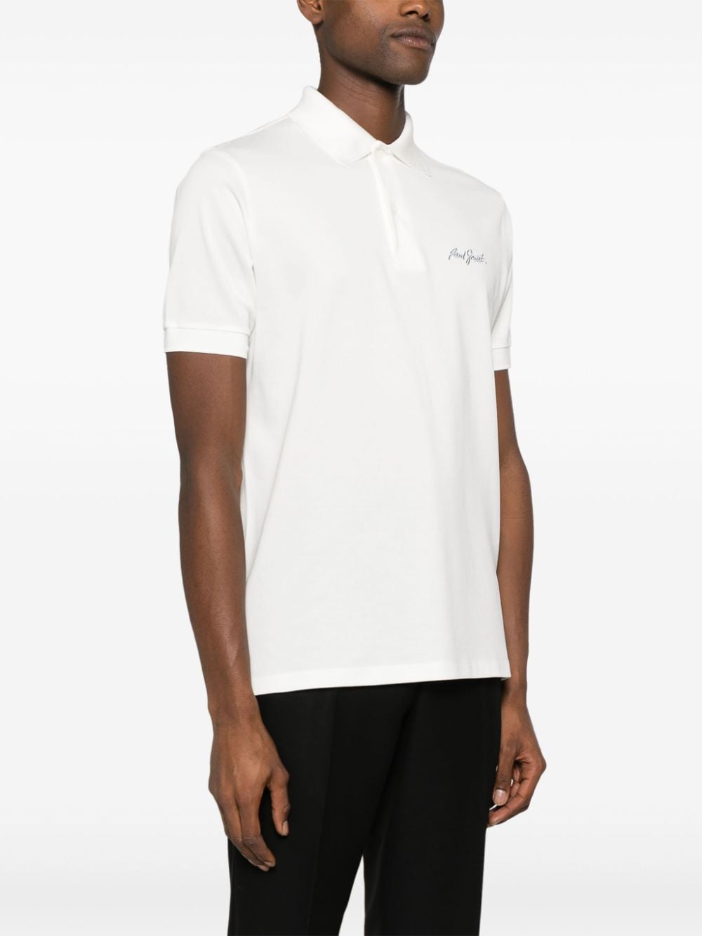 Shop Paul Smith Logo-embroidered Cotton Polo Shirt In White